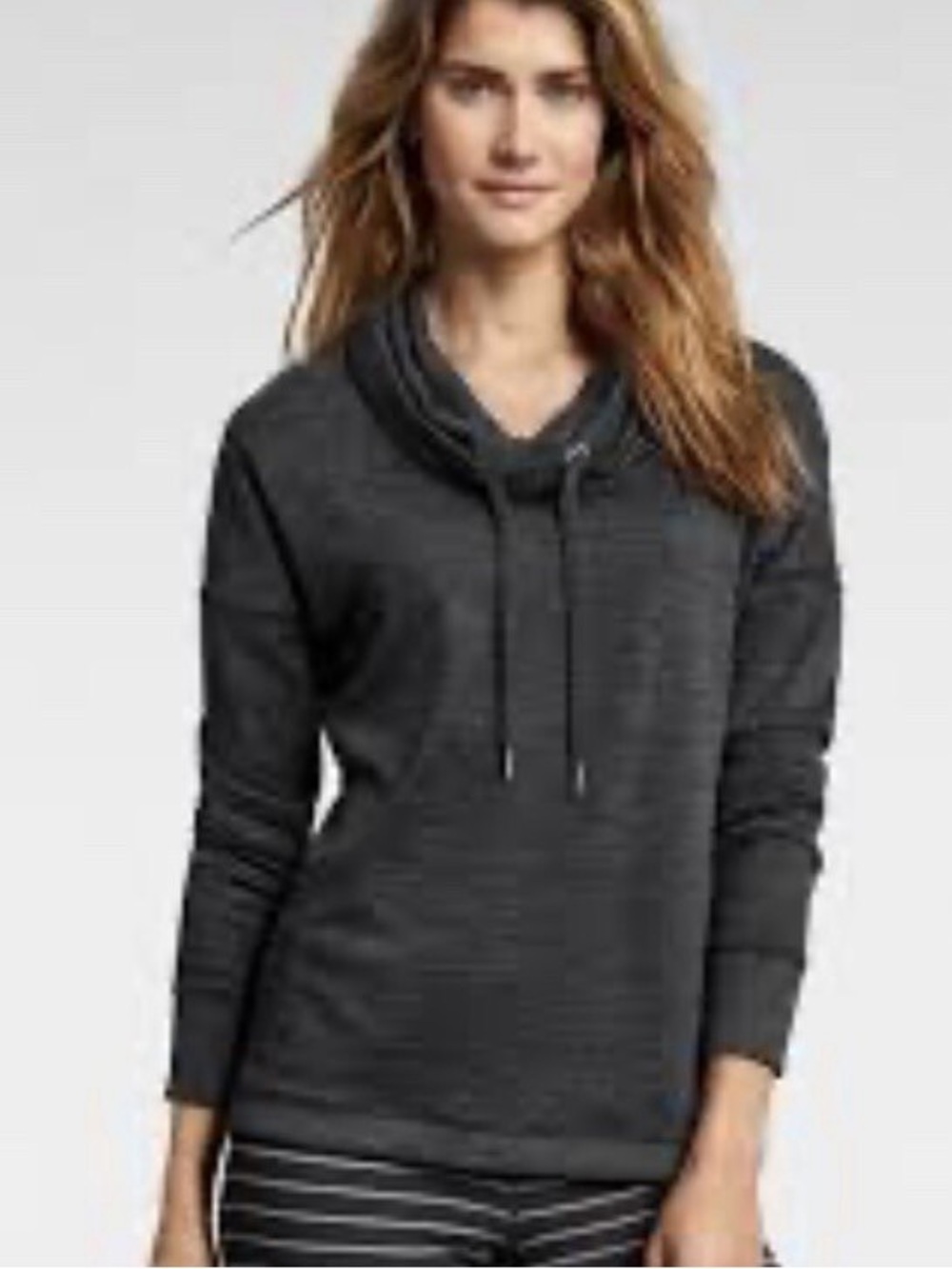 Athleta Blissful Charcoal Gray Cowl Neck Pullover Knit Sweater Hoodie XXS